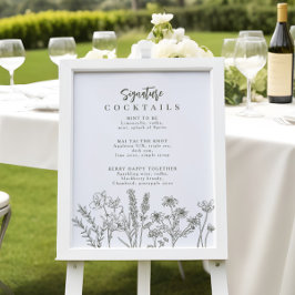 ボホワイルドフラワーシグネチャーカクテルメニュー記号 ポスター