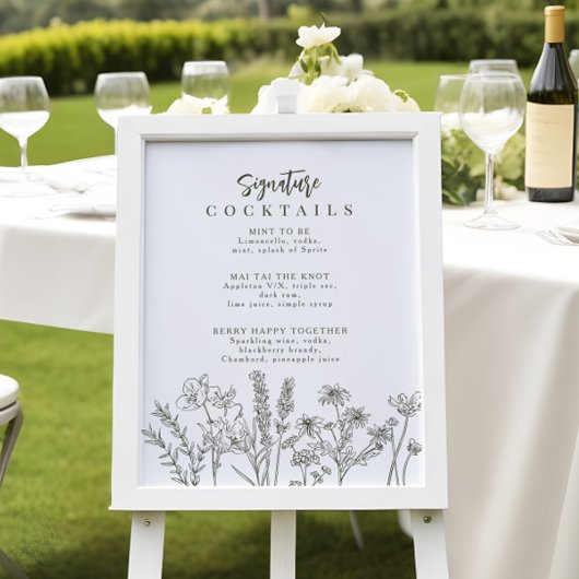 ボホワイルドフラワーシグネチャーカクテルメニュー記号 ポスター
