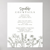 ボホワイルドフラワーシグネチャーカクテルメニュー記号 ポスター (正面)