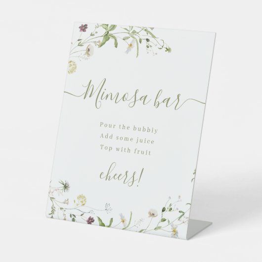 ボホワイルドフラワースクリプト素朴なブライダルシャワーミモサ 台座サイン (正面)