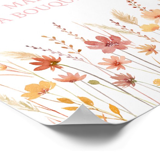 ボホワイルドフラワーズウィズウィズブライダルシャワーサイン ポスター (角)