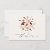 ボホワイルドフラワーズエレガント秋の結婚式 サンキューカード (正面)