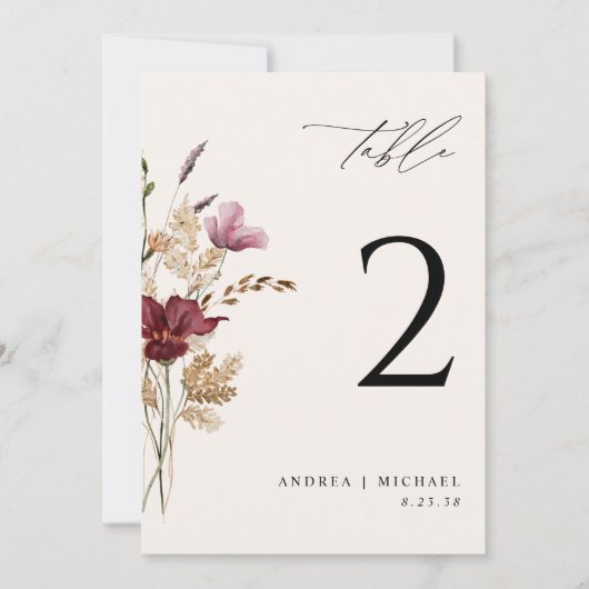 ボホワイルドフラワーズエレガント秋の結婚式 招待状 (正面)