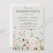 ボホワイルドフラワーズオムツパーティーテンプレート 招待状 (正面)