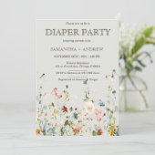 ボホワイルドフラワーズオムツパーティーテンプレート 招待状 (スタンド正面)
