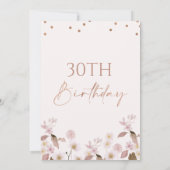 ボホワイルドフラワーズバラ金ゴールド任意の年齢誕生日 招待状 (裏面)