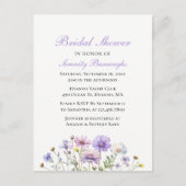 ボホワイルドフラワーズパープルフローラブライダルシャワー インビテーションポストカード (正面)