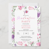 ボホワイルドフラワーズフローラフレーム卒業パーティー 招待状 (正面)