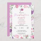 ボホワイルドフラワーズフローラフレーム卒業パーティー 招待状 (正面/裏面)