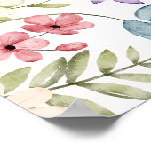 ボホワイルドフラワーズブライダルシャワーウェルカムサイン ポスター (角)