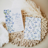 ボホワイルドフラワーズブルーウィドゥブライダルシャワー 招待状