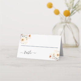 ボホワイルドフラワーズベージュテラコッタ結婚ズ プレイスカード