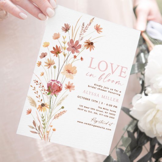 ボホワイルドフラワーズラブ開花ブライダルシャワー 招待状