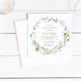 ボホワイルドフラワーズリースベビーシャワー招待状 招待状