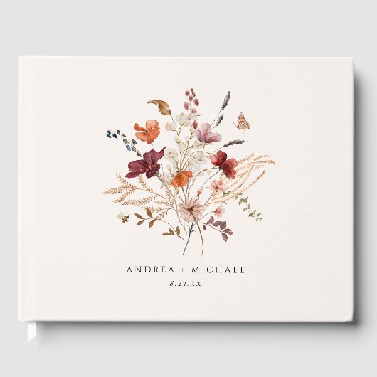 ボホワイルドフラワーズヴィンテージ秋の結婚式 ゲストブック (正面)