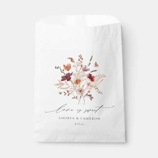 ボホワイルドフラワーズヴィンテージ秋の結婚式 フェイバーバッグ (正面)