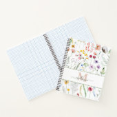 ボホワイルドフラワーズ名前をカスタムするモノグラム ノートブック (内部)