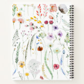 ボホワイルドフラワーズ名前をカスタムするモノグラム ノートブック (裏面)