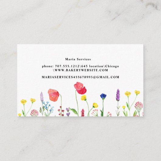 ボホワイルドフラワーズ自然植物春 名刺 (裏面)