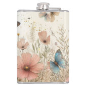 ボホワイルドフラワーズ&蝶ビニールフラッ包まれたク フラスク (裏面)