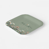 ボホワイルドフラワーセージ緑のベビーで開花シャワー ペーパープレート (傾斜あり)