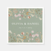 ボホワイルドフラワーセージ緑庭園の結婚式 スタンダードカクテルナプキン (正面)