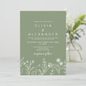ボホワイルドフラワーセージ緑結婚式招待状 招待状 (スタンド正面)