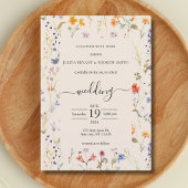 ボホワイルドフラワータイポグラフィ結婚ズ 招待状