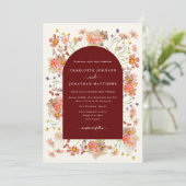 ボホワイルドフラワーテラコッタアーチ秋の結婚式 招待状 (スタンド正面)