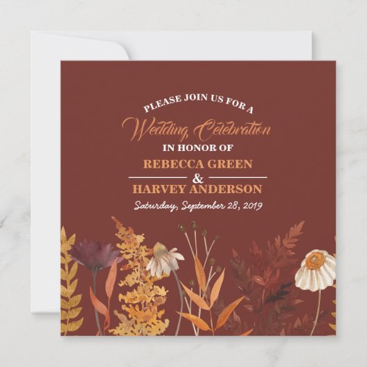 ボホワイルドフラワーテラコッタオータム秋の結婚式 (正面)