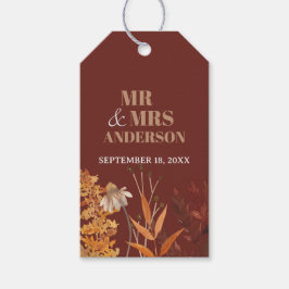 ボホワイルドフラワーテラコッタオータム秋の結婚式 ギフトタグ