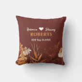 ボホワイルドフラワーテラコッタオータム秋の結婚式 クッション (正面)