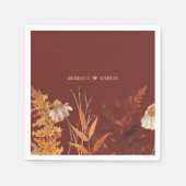 ボホワイルドフラワーテラコッタオータム秋の結婚式 スタンダードカクテルナプキン (正面)