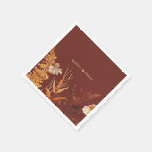 ボホワイルドフラワーテラコッタオータム秋の結婚式 スタンダードカクテルナプキン (角)