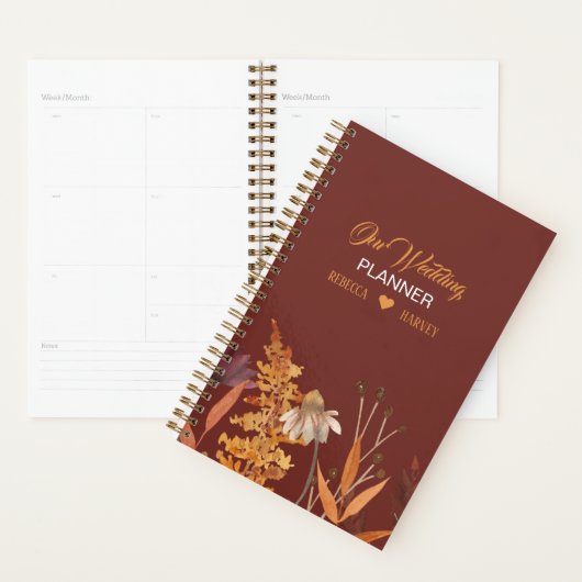 ボホワイルドフラワーテラコッタオータム秋の結婚式 プランナー手帳 (ディスプレー)
