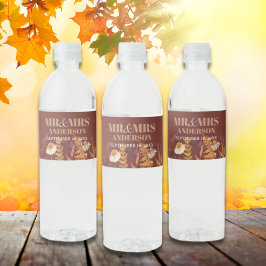 ボホワイルドフラワーテラコッタオータム秋の結婚式 ペットボトルラベル