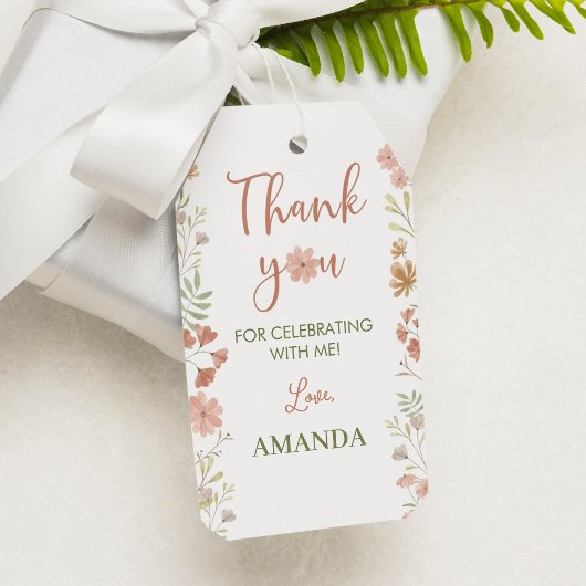 ボホワイルドフラワーテーマサンキューユーラベル ギフトタグ