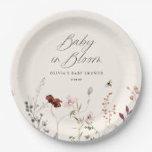 ボホワイルドフラワーハチフローラベビーシャワー ペーパープレート (正面)