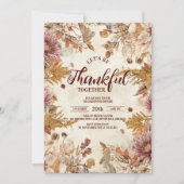 ボホワイルドフラワーハーベストサンクスギビングディナー 招待状 (正面)