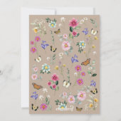 ボホワイルドフラワーバタフライガーデンガールベビーシャワー 招待状 (裏面)