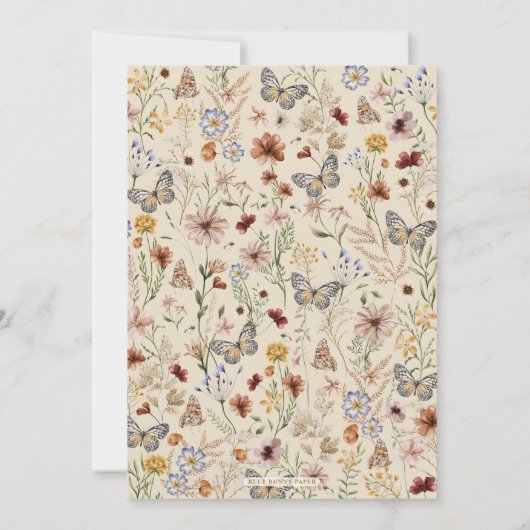 ボホワイルドフラワーバタフライガーデンキンセアニラ 招待状 (裏面)