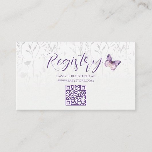 ボホワイルドフラワーバタフライベビーシャワーレジストリ エンクロージャーカード (正面)