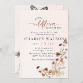 ボホワイルドフラワーバタフライベビーシャワー招待状 招待状 (正面/裏面)