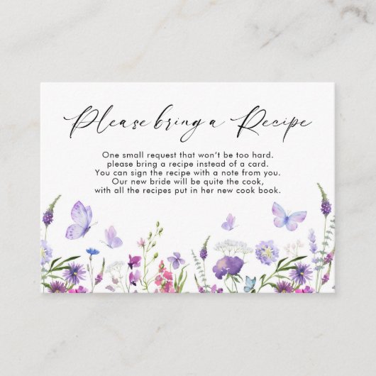 ボホワイルドフラワーバタフライレシピリクエストカード エンクロージャーカード (正面)