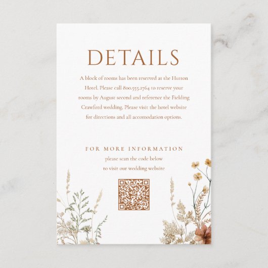 ボホワイルドフラワーバタフライ結婚フローラ詳細 エンクロージャーカード (正面)