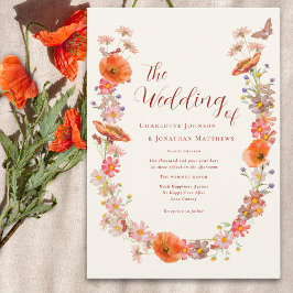 ボホワイルドフラワーバタフライ自然トーン 招待状