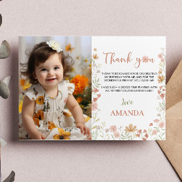 ボホワイルドフラワーバースデーパーティーサンキューカード サンキューカード