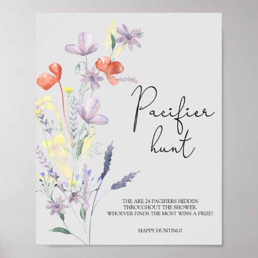 ボホワイルドフラワーパシファイヤー狩りベビーシャワーゲーム ポスター (正面)