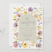ボホワイルドフラワーパステルQrコード結婚式招待状 招待状 (正面)
