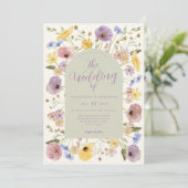 ボホワイルドフラワーパステルQrコード結婚式招待状 招待状 (スタンド正面)